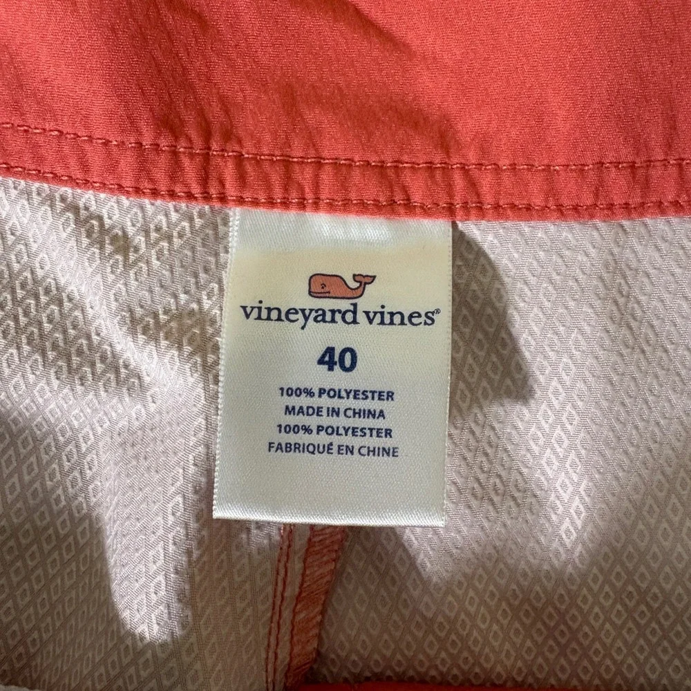 Vineyard Vines Mens 40 Board Shorts Coral Pink Navy Blue Striped Chappy Swim